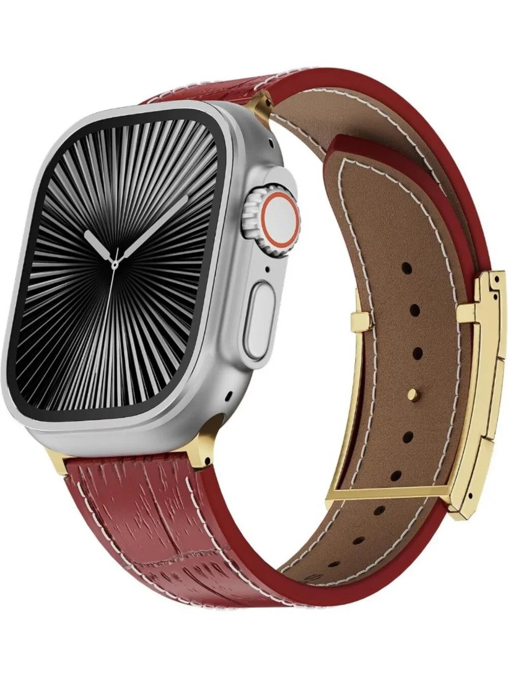 Stylish Alligator Leather Magnetic Watch Strap for Apple Watch 38-49mm, Durable